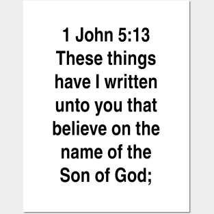 1 John 5:13  King James Version (KJV) Bible Verse Typography Gift Posters and Art